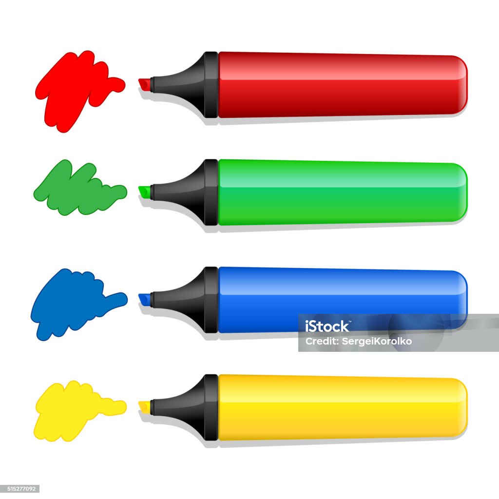 Four Colored Markers Stock Illustration - Download Image Now - Coloring,  Felt Tip Pen, Art - iStock