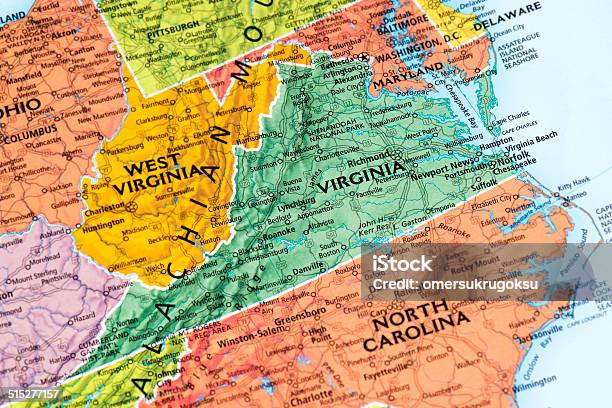 Virginia Stock Photo - Download Image Now - Virginia - US State, Map, Hampton - Georgia