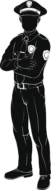 ilustrações de stock, clip art, desenhos animados e ícones de silhueta de polícia ou polícia - crossing human arm silhouette men