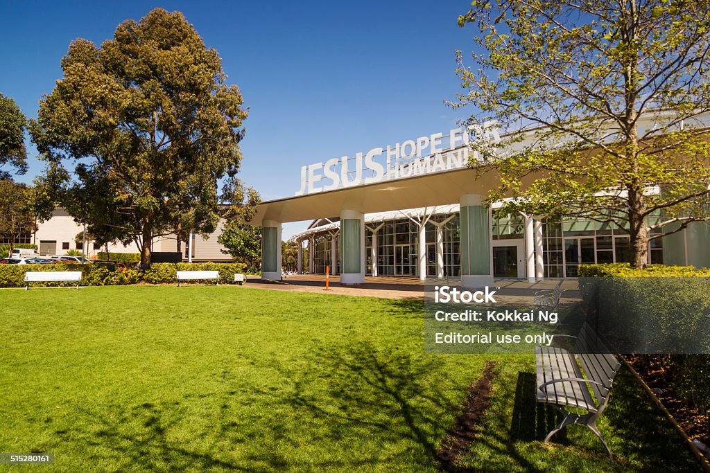 Hillsong Church Sydney, Australia - September 24, 2014: Lawn before the entrance to Hillsong Church in Baulkham Hills. The Pentecostal megachurch is well-known for its popular music ministry. Pentecost - Religious Celebration Stock Photo