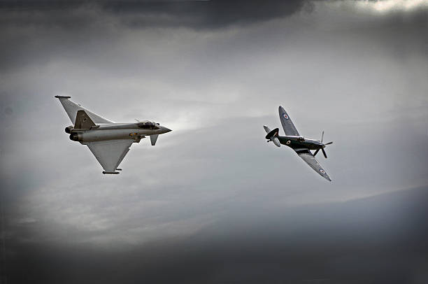 istock Royal Air Force RAF Typhoon Eurofighter and Spifire perform display. 515305485