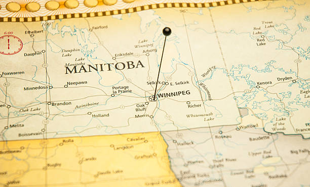 istock Macro Road Map Of Manitoba Canada 515306377