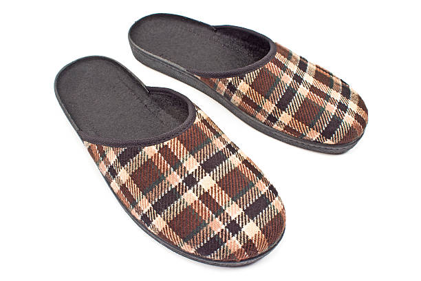 istock Brown house slippers isolated on white 515306456
