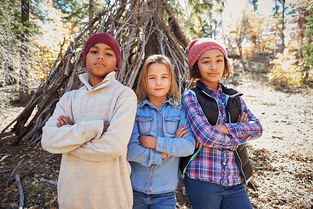 istock Group Of Children Playing In Forest Camp Together 515306548