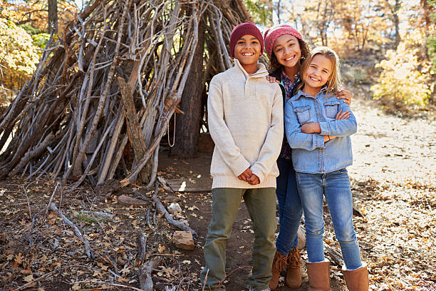 istock Group Of Children Playing In Forest Camp Together 515306638