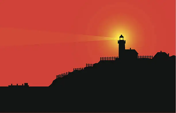 Vector illustration of Lighthouse at Sunset