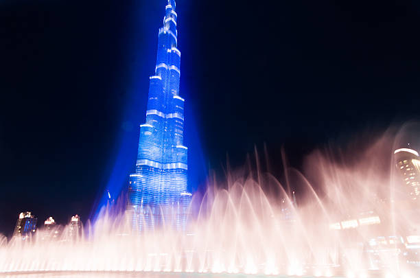Dubai,UAE - November 26, 2013: Fireworsks are launched from the Burj Khalifa to celebrate the winning of Dubai candidature for hosting the EXPO 2020. Burj Khalifa is the tallest skyscraper in the world
