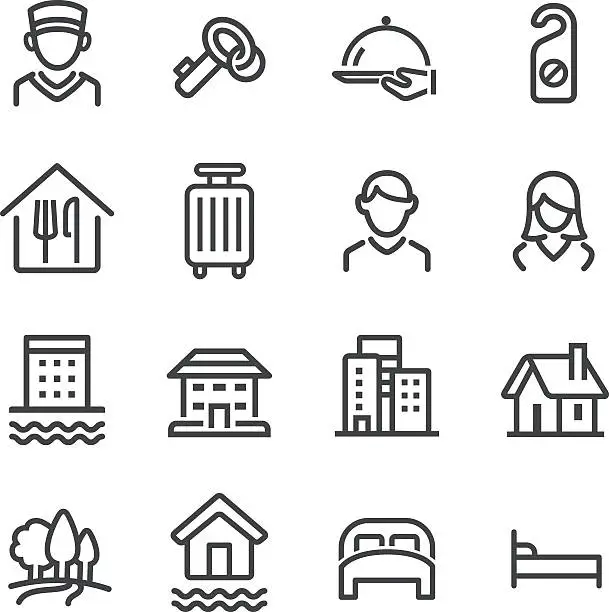 Vector illustration of Hotel Icons Set - Line Series