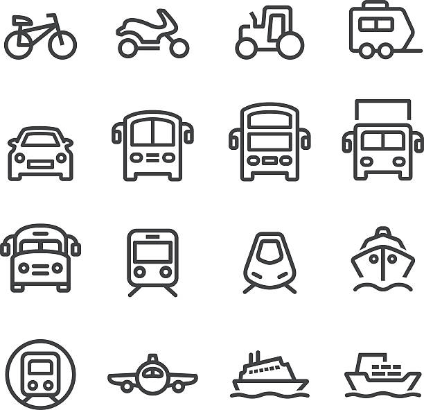 ilustrações, clipart, desenhos animados e ícones de conjunto de ícones de transporte-line série - cruiser bicycle illustrations