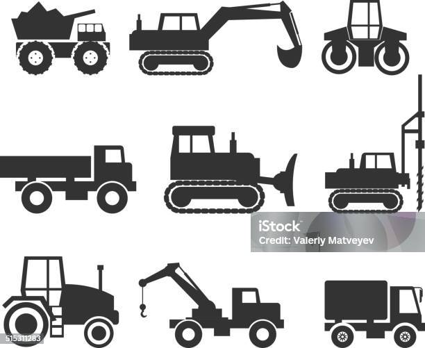 Baumaschinesymbol Symbolgrafiken Stock Vektor Art und mehr Bilder von Ausrüstung und Geräte - Ausrüstung und Geräte, Baugewerbe, ClipArt