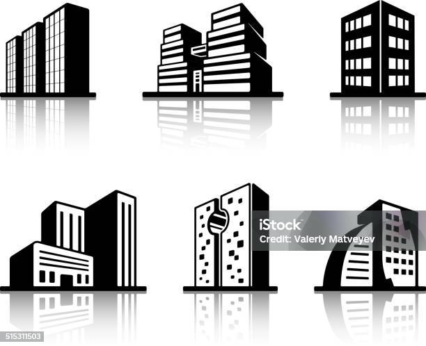 Set Of Black And White Building Icons Stock Illustration - Download Image Now - Architecture, Built Structure, Business