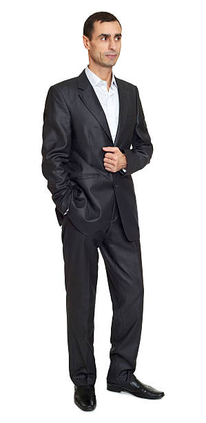istock Man portrait in suit on white at studio 515315064