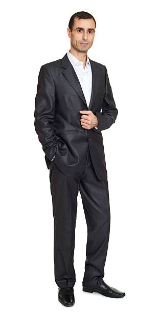 istock Man portrait in suit on white at studio 515315502