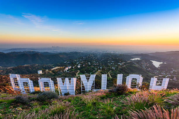 Hollywood Sign Los Angeles, USA - February 29, 2016: The Hollywood sign overlooking Los Angeles. The iconic sign was originally created in 1923. griffith park photos stock pictures, royalty-free photos & images