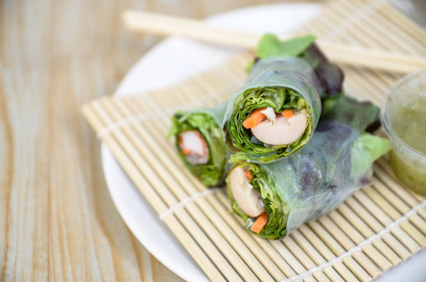 istock Srping rolls with crab stick and chicken sausage 515317416
