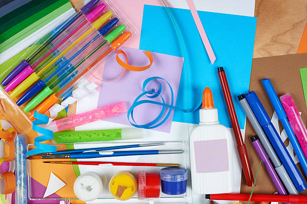 istock artwork workplace with creative accessories, art tools for painting 515317500