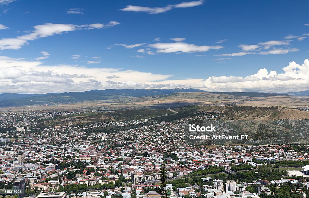 Bird's eye view of the capital Tbilisi Republic of Georgia Panoramic view of Tbilisi, The Republic of Georgia Ancient Stock Photo