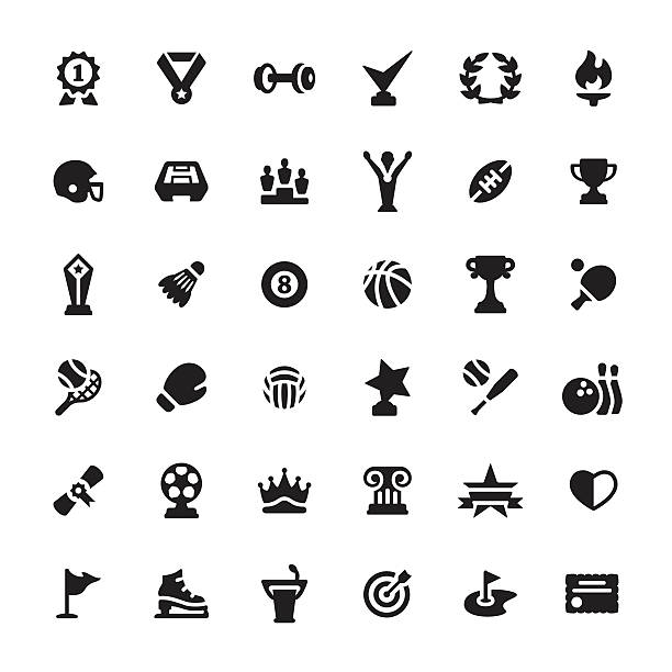 Sport and Achievement vector symbols and icons Sport related symbols and icons. sport torch stock illustrations