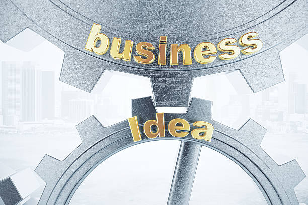 istock Business idea concept with gears at city background 515318294