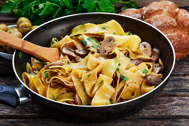 istock Pappardelle Pasta with mushrooms and other herbs in pan 515318304