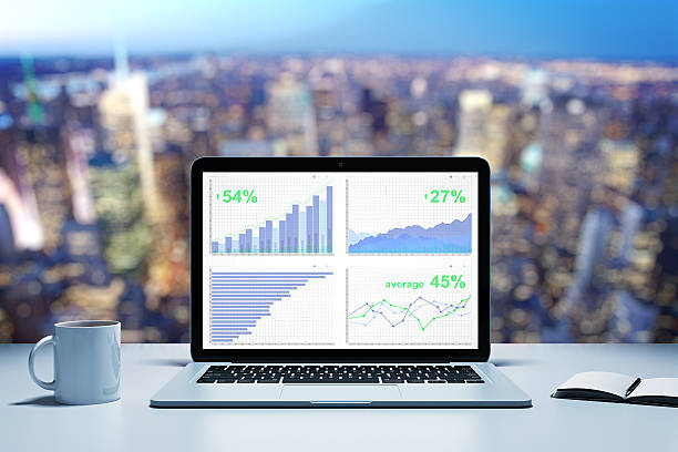 istock Financial statistics with business charts on laptop screen 515319236