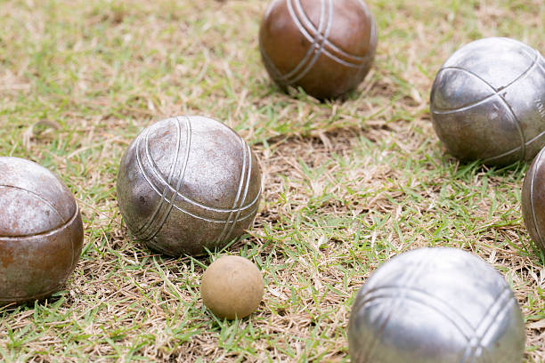 istock Petanque balls on the ground 515321826