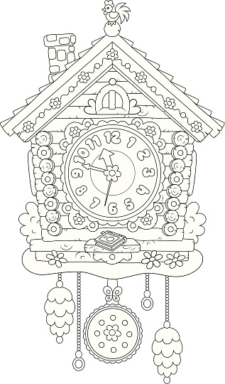Cuckoo Clock Stock Illustration - Download Image Now - Black And White ...
