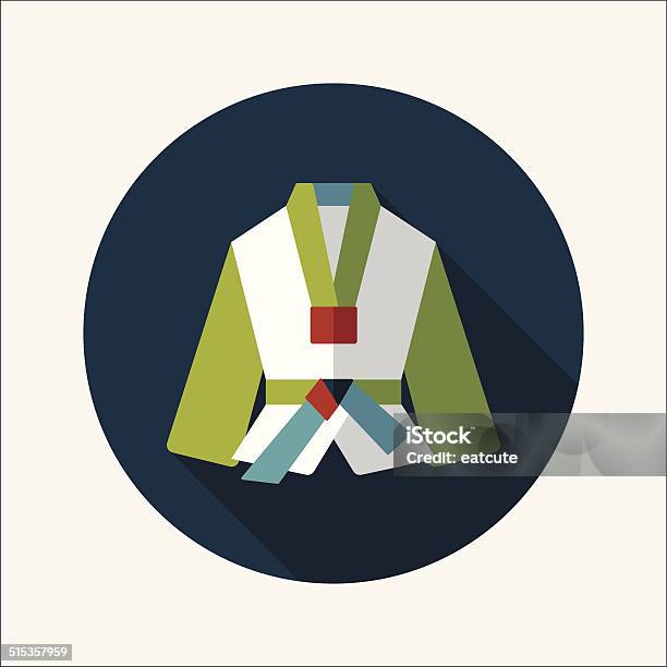 Karate Suit Flat Icon With Long Shadoweps10 Stock Illustration - Download Image Now - Art, Art And Craft, Artist