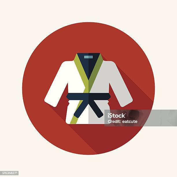 Karate Suit Flat Icon With Long Shadow Eps10 Stock Illustration - Download Image Now - Art, Art And Craft, Artist