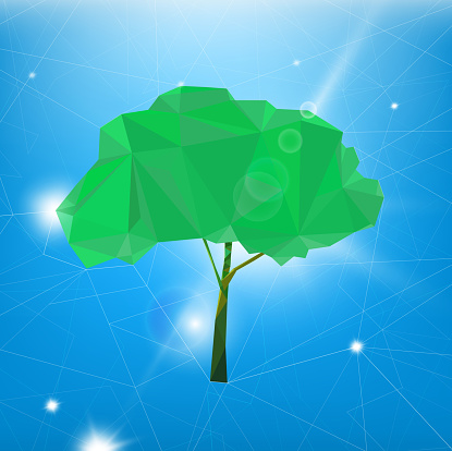 The illustration of polygonal tree. Vector image.