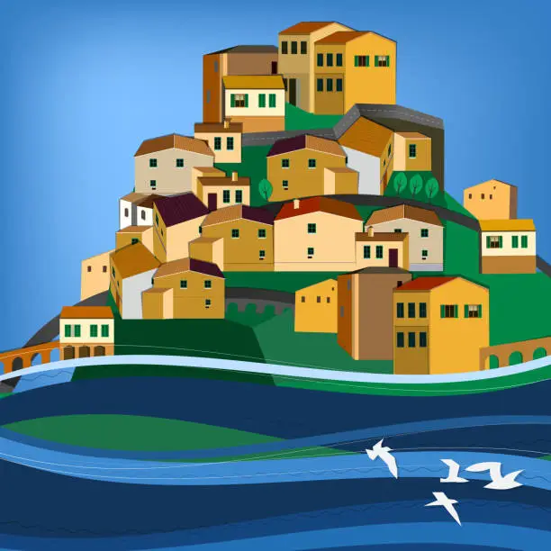 Vector illustration of Italy town landscape