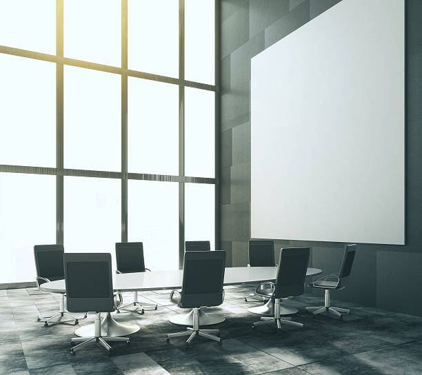 istock Blank white poster in modern conference room 515365080
