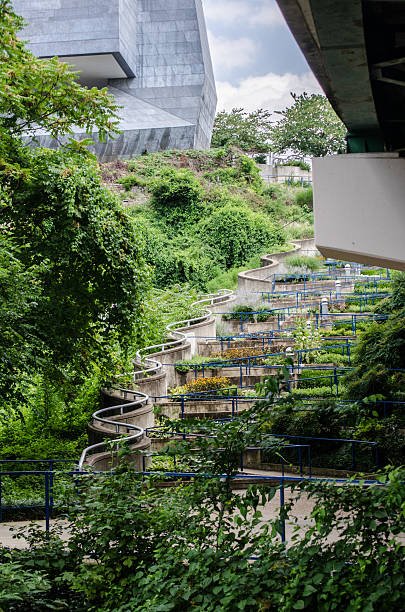 istock Curving garden walk up a hill 515365730