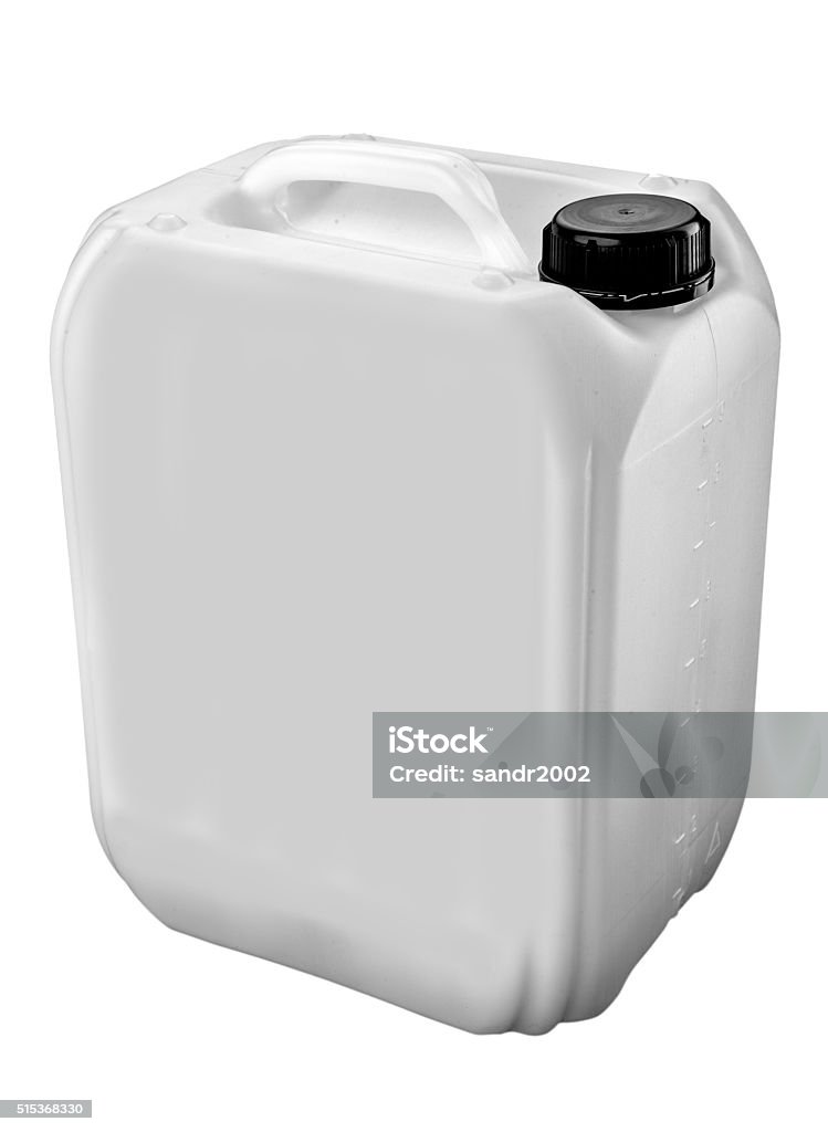 plastic jerrycan isolated on white background Plastic Stock Photo