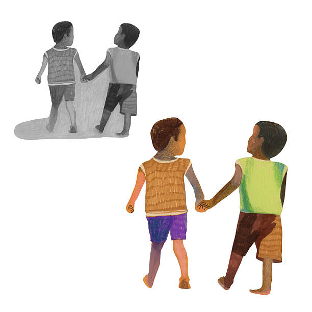 istock Illustration of boys walking away holding hands 515371270