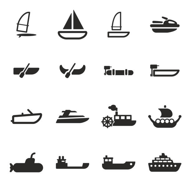 ilustrações, clipart, desenhos animados e ícones de transporte aquático ícones - vela peça de embarcação