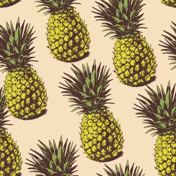 illustrazioni stock, clip art, cartoni animati e icone di tendenza di sfondo con ananas - hawaiian food