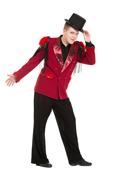 istock Emotional Entertainer in Red Suit and Silk Hat 515374692