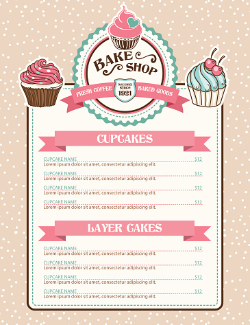 Bake Shop Sticker With Cupcake and Ribbon