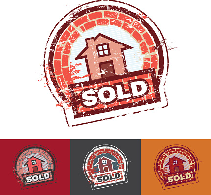 Vector illustration of a sold house rubber stamp.