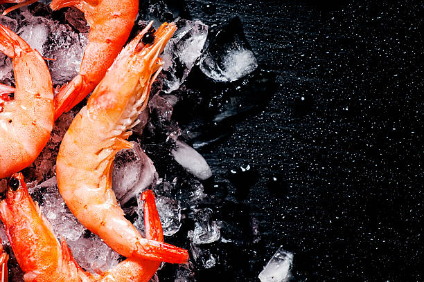 istock Food background, frozen cooked shrimp with ice 515378310