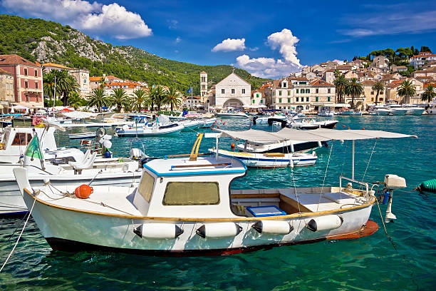 istock Turquoise waterfront of Hvar island 515378712