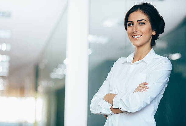 istock Smiling businesswoman, with copy space 515378872