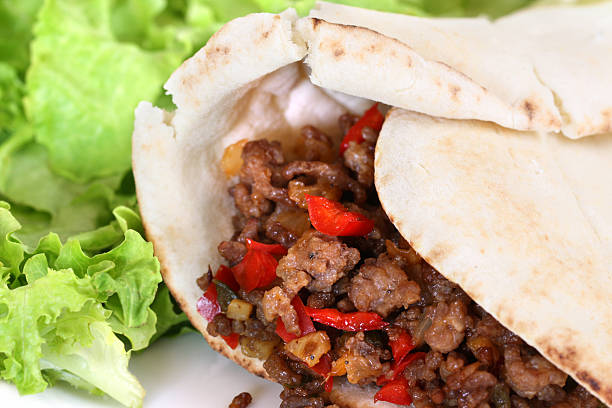 istock healthy eating: grilled beef taco with vegetables, salad 515380038