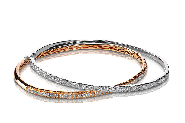istock Set of diamond bracelets rose and white gold 515380130