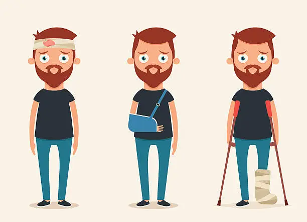 Vector illustration of Sad Injured People