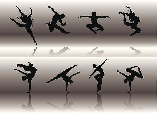 ilustrações de stock, clip art, desenhos animados e ícones de grupo de dança - outline silhouette black and white adults only