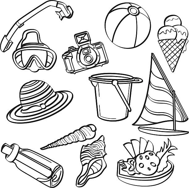 Summer Beach Elements vector art illustration