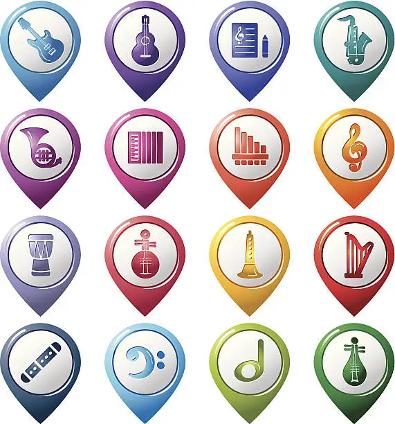 Vector illustration of Music Pointer Icons