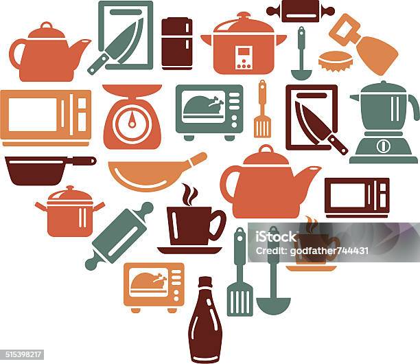 Küchenutensilien Und Küchengerätenicons In Herzform Stock Vektor Art und mehr Bilder von Accessoires
